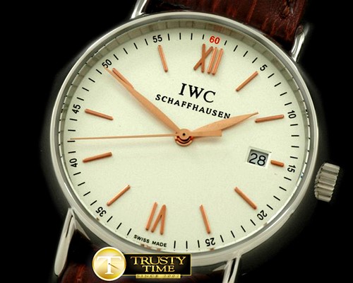 IWC Portofino Ladies SS/LE White/RG Rom/Stk Swiss Qtz -IWC0158B
