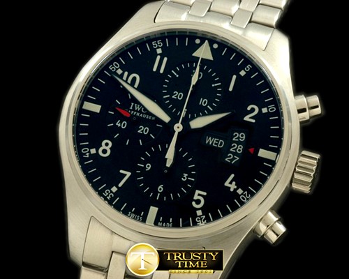 IWC 377704 Pilot Chrono SS/SS Black A7750 -IWC0165