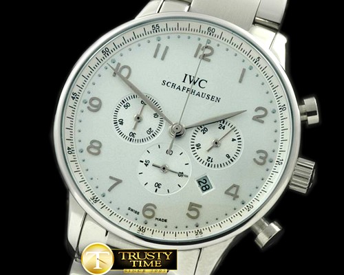 IWC Portuguese Chrono SS/SS White/Silver Jap OS20 -IWC0171B