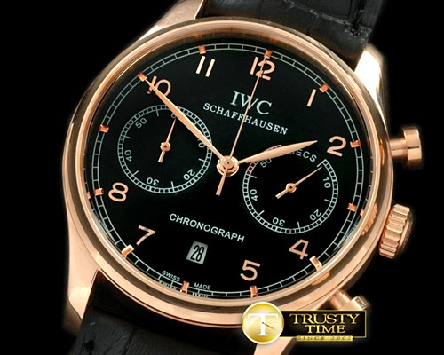 IWC Portuguese Chrono RG/LE Black/RGold Jap OS20 -IWC0174C
