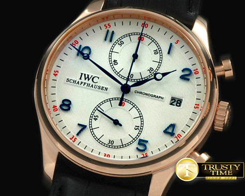IWC Portuguese Chrono Date RG/LE White/Blue Jap OS20 -IWC0187B