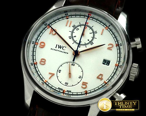 IWC Portuguese Chrono Date SS/LE White/RGold Jap OS20 -IWC0189B