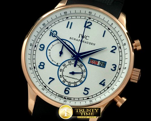 IWC Portuguese Chrono Day/Date RG/RU White/Blue Jap OS20 -IWC0193B