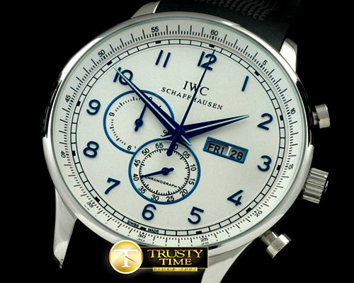 IWC Portuguese Chrono Day/Date SS/RU White/Blue Jap OS20 -IWC0194B