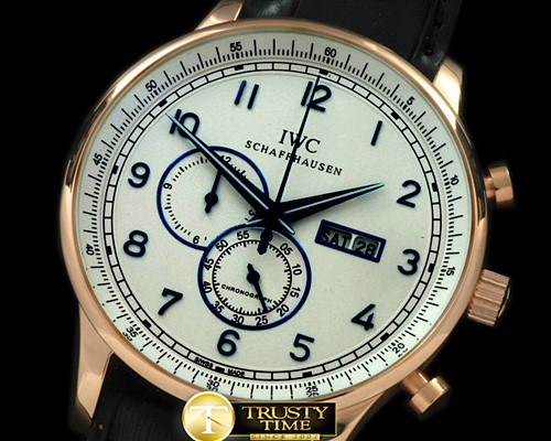 IWC Portuguese Chrono Day/Date RG/LE White/Blue Jap OS20 -IWC0196B