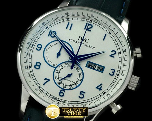 IWC Portuguese Chrono Day/Date SS/LE White/Blue Jap OS20 -IWC0197A