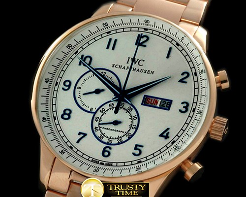 IWC Portuguese Chrono Day/Date RG/RG White/Blue Jap OS20 -IWC0199A