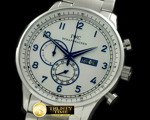 IWC Portuguese Chrono Day/Date SS/SS White/Blue Jap OS20 -IWC0200B