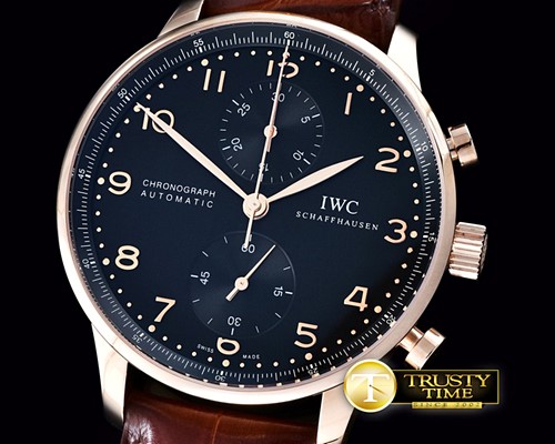 IWC Portuguese Chrono RG/LE Black A7750 New Improved -IWC0327