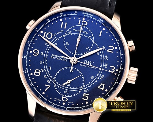IWC Portuguese Chronograph Rattrapante RG/LE Blue A7750 -IWC0333B