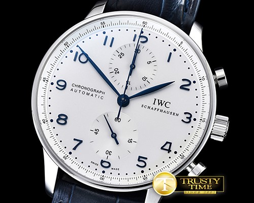 IWC Portuguese Chrono SS/LE Wht/Blue ZF A79350 Mod -IWC0344