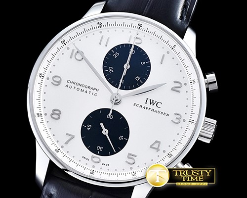IWC Portuguese Chrono SS/LE Wht/Black ZF A79350 Mod -IWC0346
