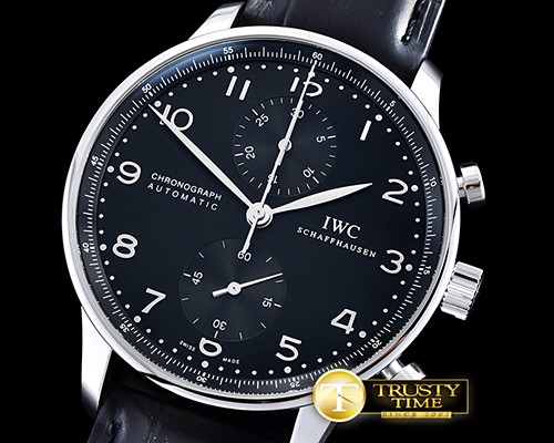 IWC Portuguese Chrono SS/LE Blk/Blk ZF A79350 Mod -IWC0349