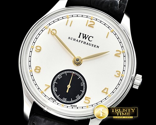 IWC Portuguese HandWound Ref.IW5454 SS/LE Wht/Blk A6497 -IWC0350B