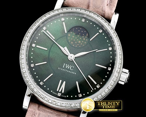 IWC Portofino MoonPhase Diam Bez SS/LE Green A2851 Mod -IWC0366H