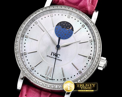 IWC Portofino Automatic Diam Bez SS/LE Wht MOP A2851 Mod -IWC0366J