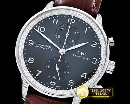 IWC Portuguese Chrono Diam SS/LE Grey/Black ZF A79350 Mod -IWC0370B