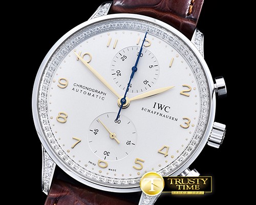 IWC Portuguese Chrono Diam SS/LE Wht/Gold ZF A79350 Mod -IWC0370C