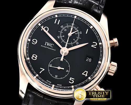IWC Portugieser Chronograph Classic RG/LE Black YLF A7750 -IWC0416C