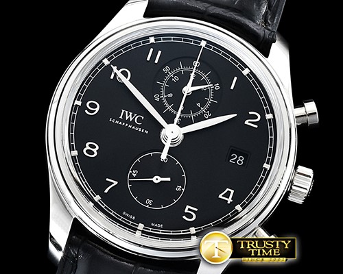 IWC Portugieser Chronograph Classic SS/LE Black YLF A7750 -IWC0417D