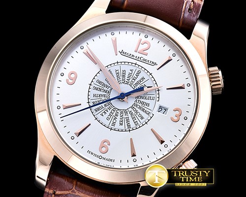 예거 르쿨트르 Master Memovax World Time RG/LE Silver Wht Asia 21J -JL0103B