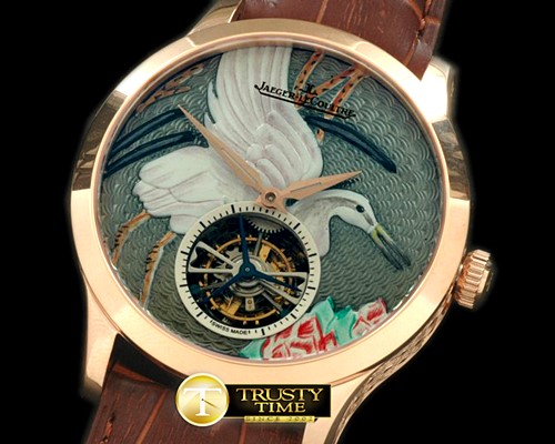 예거 르쿨트르 Porcelain Crane Tourbillon RG/LE Green Flying Tourbillo -JL052B