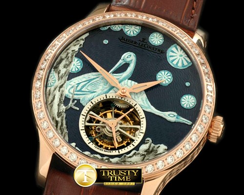 예거 르쿨트르 Porcelain Crane Tourbillon RG/LE Grey Flying Tourbillon -JL054B