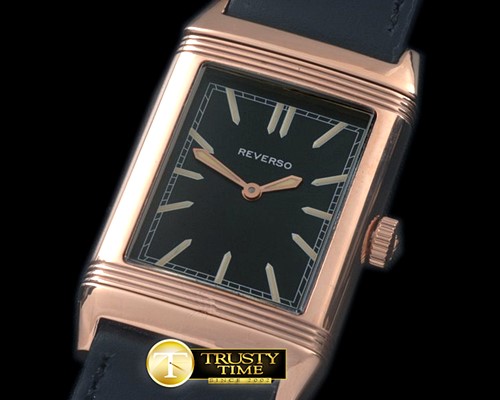 예거 르쿨트르 Reverso Classique RG/LE Black Stk Jap Qtz -JL078E