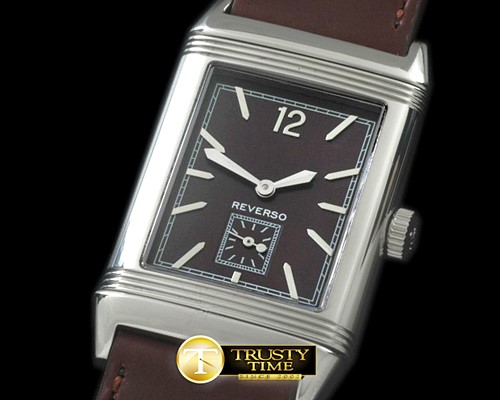 예거 르쿨트르 Reverso Classique SS/LE Brown Num/Stk Jap Qtz -JL079E