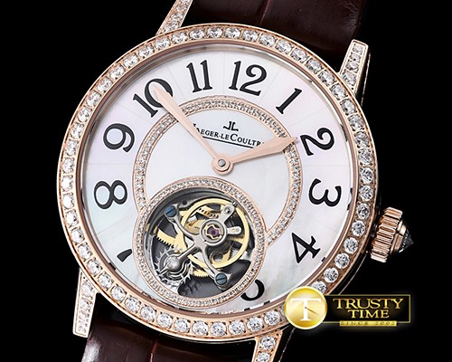 예거 르쿨트르 RendezVous Tourbillon RG Diamonds Paved Bezel White MOP -JL090