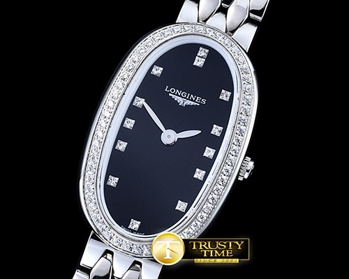 론진 Elegance Ladies Diams SS/SS Black TWF Swiss Qtz -LON013B