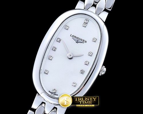 론진 Elegance Ladies SS/SS Wht MOP TWF Swiss Qtz -LON013C
