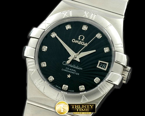 오메가 Double Eagle Midsize SS/SS Black Diam Asian 2813 -OMG0215A