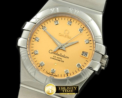 오메가 Double Eagle Midsize SS/SS Gold Diam Asian 2813 -OMG0215C