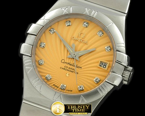 오메가 Double Eagle Midsize SS/SS Gold Diam Asian 2813 -OMG0215E