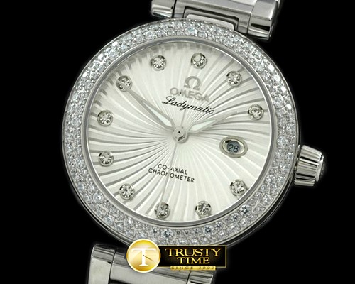오메가 Deville Ladymatic SS/SS Diam White Swiss Quartz -OMG0216