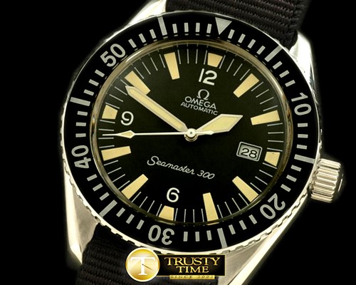 오메가 Vintage Seamaster 300 Date SS/NT Blk A2836 -OMG0258