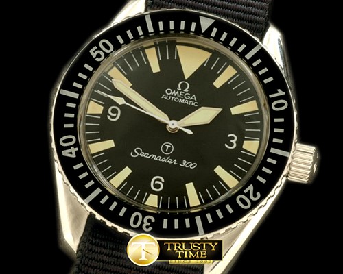 오메가 Vintage Seamaster 300 RNavy SS/NT Blk A2836 -OMG0259