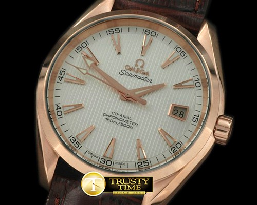 오메가 Aqua Terra Auto RG/LE White Swiss 2836 -OMG0281B