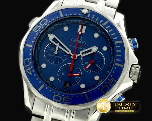 오메가 Diver Pro 300M Chrono SS/SS Blue Jap Qtz -OMG0285D