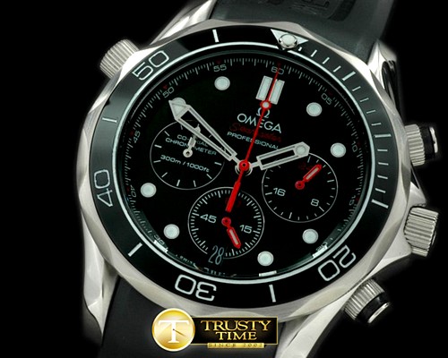오메가 Diver Pro 300M Chrono SS/RU Black Jap Qtz -OMG0290A