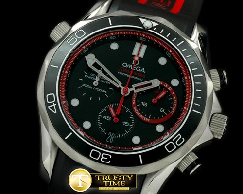 오메가 Diver Pro 300M Chrono SS/RU Black/Red Jap Qtz -OMG0290C