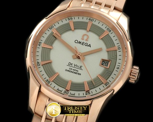 오메가 Deville Co Axial Auto RG/RG White Asian 2824 -OMG0296A