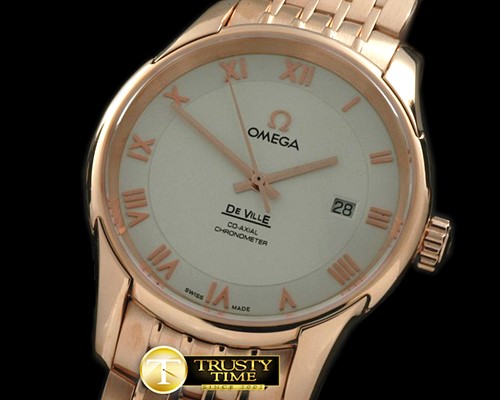 오메가 Deville Co Axial Auto RG/RG White Asian 2824 -OMG0296B