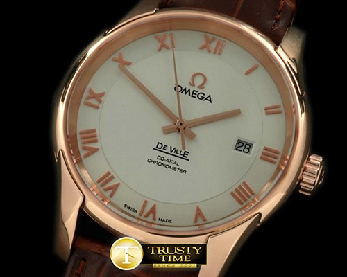 오메가 Deville Co Axial Auto RG/LE White Asian 2824 -OMG0297D