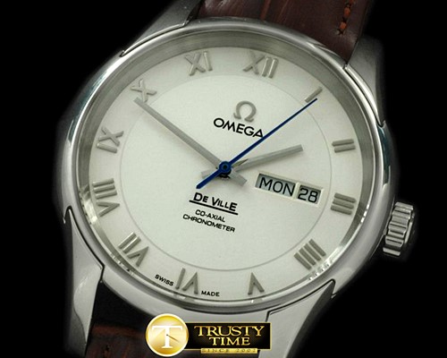 오메가 Deville Co Axial Day/Date SS/LE White Asian 2836 -OMG0298A