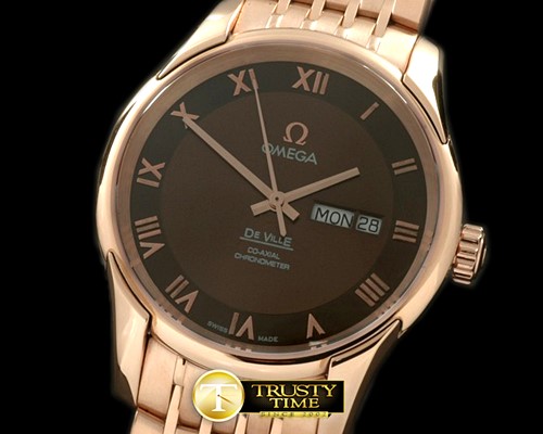 오메가 Deville Co Axial Day/Date RG/RG Brown Asian 2836 -OMG0299A