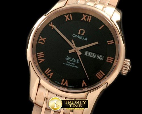 오메가 Deville Co Axial Day/Date RG/RG Black Asian 2836 -OMG0299B
