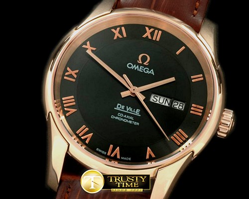 오메가 Deville Co Axial Day/Date RG/LE Black Asian 2836 -OMG0300A