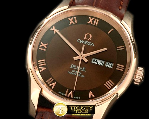 오메가 Deville Co Axial Day/Date RG/LE Brown Asian 2836 -OMG0300B